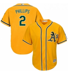 Youth Majestic Oakland Athletics 2 Tony Phillips Authentic Gold Alternate 2 Cool Base MLB Jersey