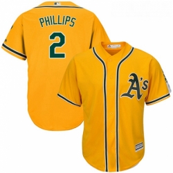 Youth Majestic Oakland Athletics 2 Tony Phillips Authentic Gold Alternate 2 Cool Base MLB Jersey