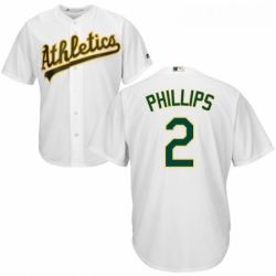 Youth Majestic Oakland Athletics 2 Tony Phillips Replica White Home Cool Base MLB Jersey