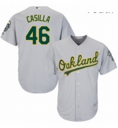 Youth Majestic Oakland Athletics 46 Santiago Casilla Replica Grey Road Cool Base MLB Jersey