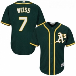 Youth Majestic Oakland Athletics 7 Walt Weiss Authentic Green Alternate 1 Cool Base MLB Jersey