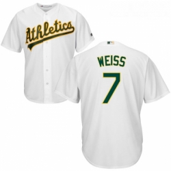 Youth Majestic Oakland Athletics 7 Walt Weiss Authentic White Home Cool Base MLB Jersey