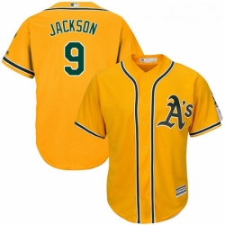 Youth Majestic Oakland Athletics 9 Reggie Jackson Replica Gold Alternate 2 Cool Base MLB Jersey