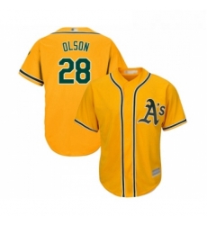 Youth Oakland Athletics 28 Matt Olson Replica Gold Alternate 2 Cool Base Baseball Jersey 