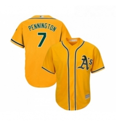 Youth Oakland Athletics 7 Cliff Pennington Replica Gold Alternate 2 Cool Base Baseball Jersey 