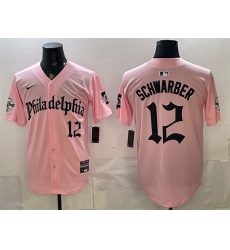 Men Philadelphia Phillies 12 Kyle Schwarber Pink Gothic Vapor Limited Stitched Jersey Men Philadelphia Phillies 12 Kyle Schwarber Pink Gothic Vapor Limited Stitched Jersey