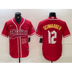 Men Philadelphia Phillies 12 Kyle Schwarber Red 2024 City Connect Limited Stitched Jersey 2