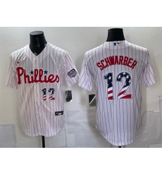 Men Philadelphia Phillies 12 Kyle Schwarber White USA 250 Fourth of July Home Stitched Baseball Jersey Men Philadelphia Phillies 12 Kyle Schwarber White USA 250 Fourth of July Home Stitched Baseball Jersey