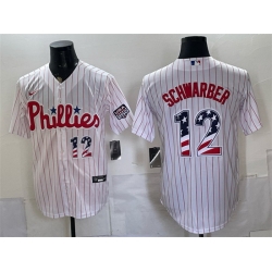 Men Philadelphia Phillies  12 Kyle Schwarber White USA 250 Fourth of July Home Stitched Baseball Jersey