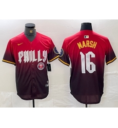 Men Philadelphia Phillies 16 Brandon Marsh Red 2024 City Connect Limited Stitched Jersey 3