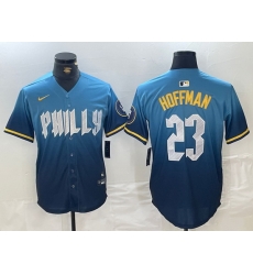 Men Philadelphia Phillies 23 Jeff Hoffman Blue 2024 City Connect Limited Stitched Jersey 2