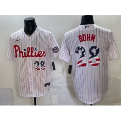 Men Philadelphia Phillies  28 Alec Bohm White USA 250 Fourth of July Home Stitched Baseball Jersey
