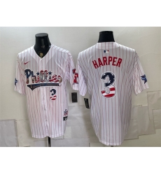 Men Philadelphia Phillies  3 Bryce Harper White 2026 All Star   USA 250 Fourth of July Home Stitched Baseball Jersey