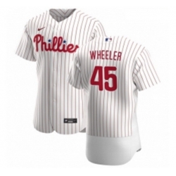 Men Philadelphia Phillies 45 Zack Wheeler Men Nike White Home 2020 Authentic Player MLB Jersey