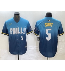 Men Philadelphia Phillies 5 Bryson Stott Blue 2024 City Connect Limited Stitched Jersey 2