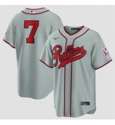 Men Philadelphia Phillies  7 Trea Turner Gray 2026 Field of Dreams Stadium Stitched Baseball Jersey