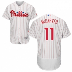 Mens Majestic Philadelphia Phillies 11 Tim McCarver White Home Flex Base Authentic Collection MLB Jersey