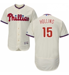 Mens Majestic Philadelphia Phillies 15 Dave Hollins Cream Alternate Flex Base Authentic Collection MLB Jersey