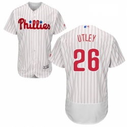 Mens Majestic Philadelphia Phillies 26 Chase Utley White Home Flex Base Authentic Collection MLB Jersey