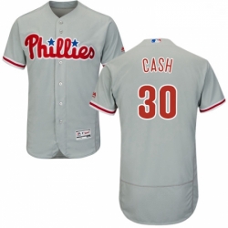 Mens Majestic Philadelphia Phillies 30 Dave Cash Grey Road Flex Base Authentic Collection MLB Jersey