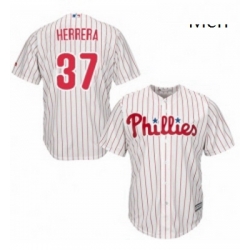 Mens Majestic Philadelphia Phillies 37 Odubel Herrera Replica WhiteRed Strip Home Cool Base MLB Jersey 