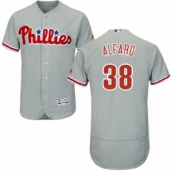 Mens Majestic Philadelphia Phillies 38 Jorge Alfaro Grey Road Flex Base Authentic Collection MLB Jersey