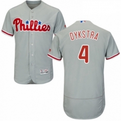 Mens Majestic Philadelphia Phillies 4 Lenny Dykstra Grey Road Flex Base Authentic Collection MLB Jersey