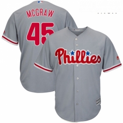 Mens Majestic Philadelphia Phillies 45 Tug McGraw Replica Grey Road Cool Base MLB Jersey