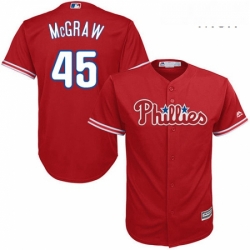 Mens Majestic Philadelphia Phillies 45 Tug McGraw Replica Red Alternate Cool Base MLB Jersey