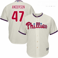 Mens Majestic Philadelphia Phillies 47 Larry Andersen Replica Cream Alternate Cool Base MLB Jersey