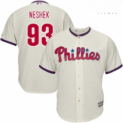 Mens Majestic Philadelphia Phillies 93 Pat Neshek Replica Cream Alternate Cool Base MLB Jersey 