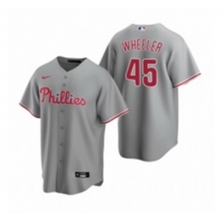 Mens Nike Philadelphia Phillies 45 Zack Wheeler Gray Road Stitched Baseball Jersey