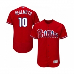 Mens Philadelphia Phillies 10 J T Realmuto Red Alternate Flex Base Authentic Collection Baseball Jersey