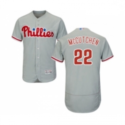 Mens Philadelphia Phillies 22 Andrew McCutchen Grey Road Flex Base Authentic Collection Baseball Jersey