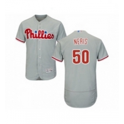 Mens Philadelphia Phillies 50 Hector Neris Grey Road Flex Base Authentic Collection Baseball Jersey