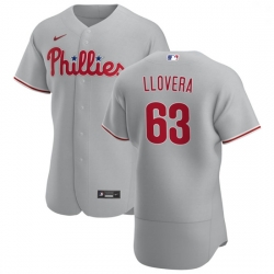 Philadelphia Phillies 63 Mauricio Llovera Men Nike Gray Road 2020 Authentic Player MLB Jersey