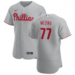 Philadelphia Phillies 77 Adonis Medina Men Nike Gray Road 2020 Authentic Player MLB Jersey