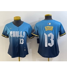 Women Philadelphia Phillies 13 Stub Blue 2024 City Connect Limited Stitched Baseball Jersey 2