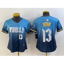 Women Philadelphia Phillies 13 Stub Blue 2024 City Connect Limited Stitched Baseball Jersey 2