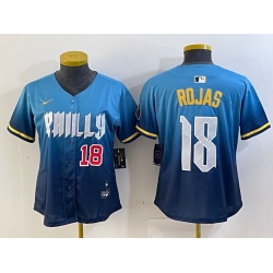 Women Philadelphia Phillies 18 Johan Rojas Blue 2024 City Connect Limited Stitched jerseys 2