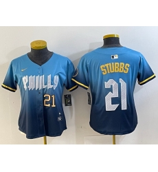 Women Philadelphia Phillies 21 Garrett Stubbs Blue 2024 City Connect Limited Stitched Jersey 1