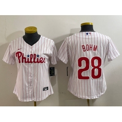 Women Philadelphia Phillies 28 Alec Bohm White 2022 World Series Cool Base Stitched jerseys