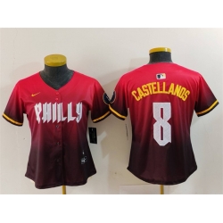 Women Philadelphia Phillies 8 Nick Castellanos Red 2024 City Connect Limited Stitched Baseball Jersey