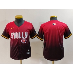 Women Philadelphia Phillies Blank Red 2024 City Connect Limited Stitched Baseball Jersey 1