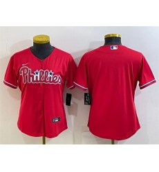 Women Philadelphia Phillies Blank Red Cool Base Stitched Baseball Jersey