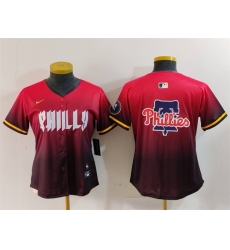 Women Philadelphia Phillies Team Big Logo Red 2024 City Connect Limited Stitched Baseball JerseyS