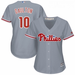 Womens Majestic Philadelphia Phillies 10 Darren Daulton Replica Grey Road Cool Base MLB Jersey