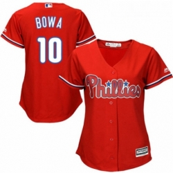 Womens Majestic Philadelphia Phillies 10 Larry Bowa Replica Red Alternate Cool Base MLB Jersey 