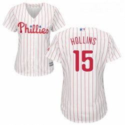 Womens Majestic Philadelphia Phillies 15 Dave Hollins Authentic WhiteRed Strip Home Cool Base MLB Jersey