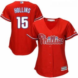 Womens Majestic Philadelphia Phillies 15 Dave Hollins Replica Red Alternate Cool Base MLB Jersey